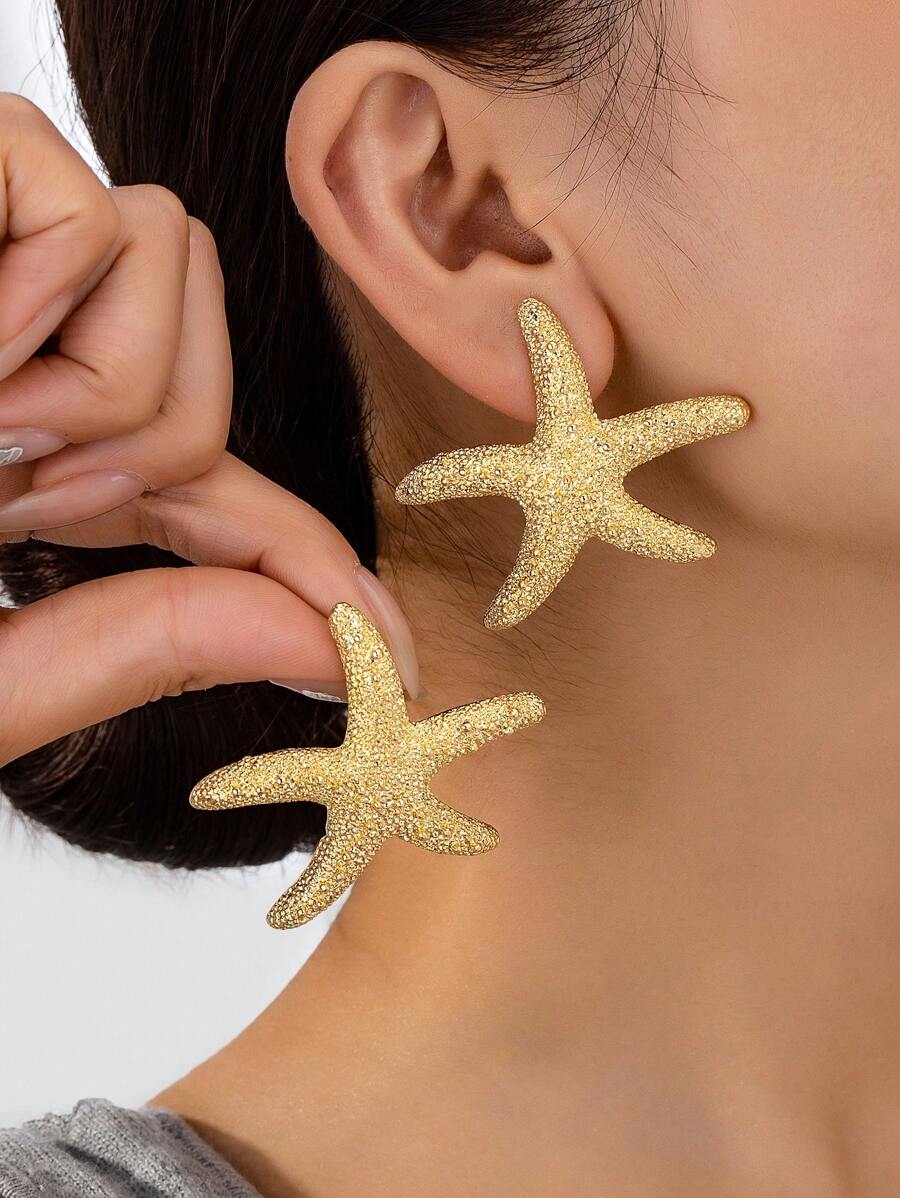 1 Pair Fashion Elegant Personalized Starfish Stud Earrings - Yellow Gold - View 1