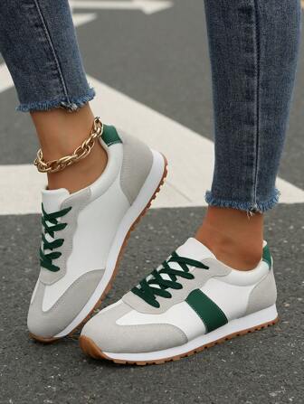 Women's Casual Sports Shoes, New Spring & Autumn Women Simple Versatile Athletic Sneakers, Comfortable Lightweight Lace-Up Gump Style Non-Slip Soft Bottom Shoes