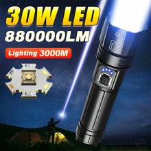 paweinuo Most Powerful LED Flashlight USB Rechargeable Torch Light High Power Flashlight Tactical Lantern Long Shot Hand Lamp For Camping - Black - View 2