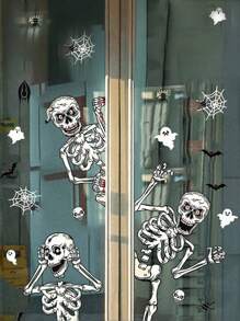 1 套万圣节骷髅窗贴，玻璃鬼骷髅贴花，墙壁装饰，亡灵节鬼屋，万圣节派对，玻璃，墙壁，家庭聚会用品秋季，圣诞节 - 彩色 - 查看 4