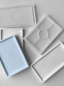 Khuôn Silicon Hình Chữ Nhật Dùng Cho Đế Lót Ly Nhựa DIY, Khay Trưng Bày Trang Sức - trắng - Xem 2