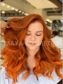 NEKANE Professional Permanent Cream Hair Color, Excellent For Gray Coverage, 90g Tube + 20 Vol. Peroxide. Halloween - 7.44 Radiant Copper - View 2