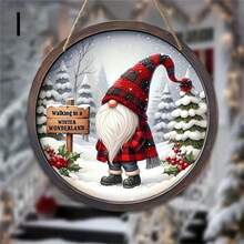 Đồ trang trí Giáng sinh 1 cái "Holiday Charm" Vòng hoa gỗ tròn trang trí tường mừng Giáng sinh vui vẻ cho cửa ra vào, phòng khách và lễ kỷ niệm Giáng sinh - Nhiều màu - Xem 5