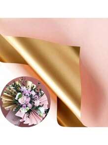 20 Hojas De Papel Coreano Para Ramos Bouquet Floral Bicolor - Rosa - Ver 2