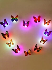 1/5/12/20/25 件多色 LED 3D 蝴蝶装饰灯、壁灯适用于花园、后院、草坪、派对、节日、家居和庭院装饰，颜色随机 - 顏色隨機 - 查看 5