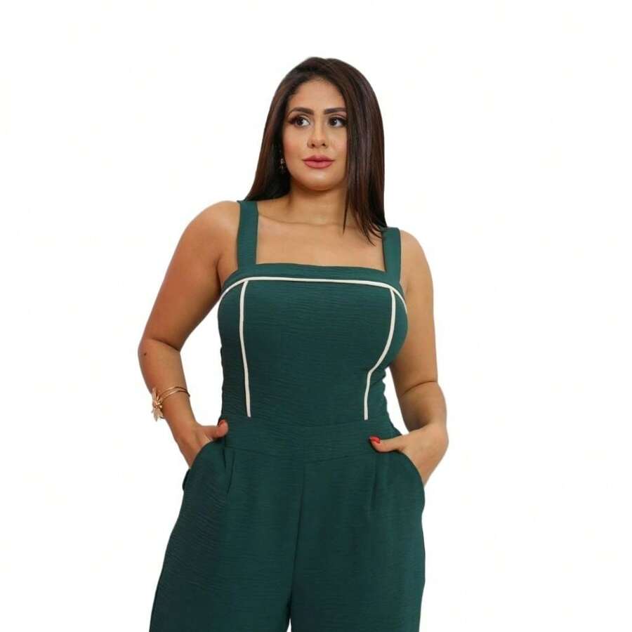 Women's Duna Fabric Jumpsuit With Elastex On The Back 2024 Lined Launch Model - 查看 1