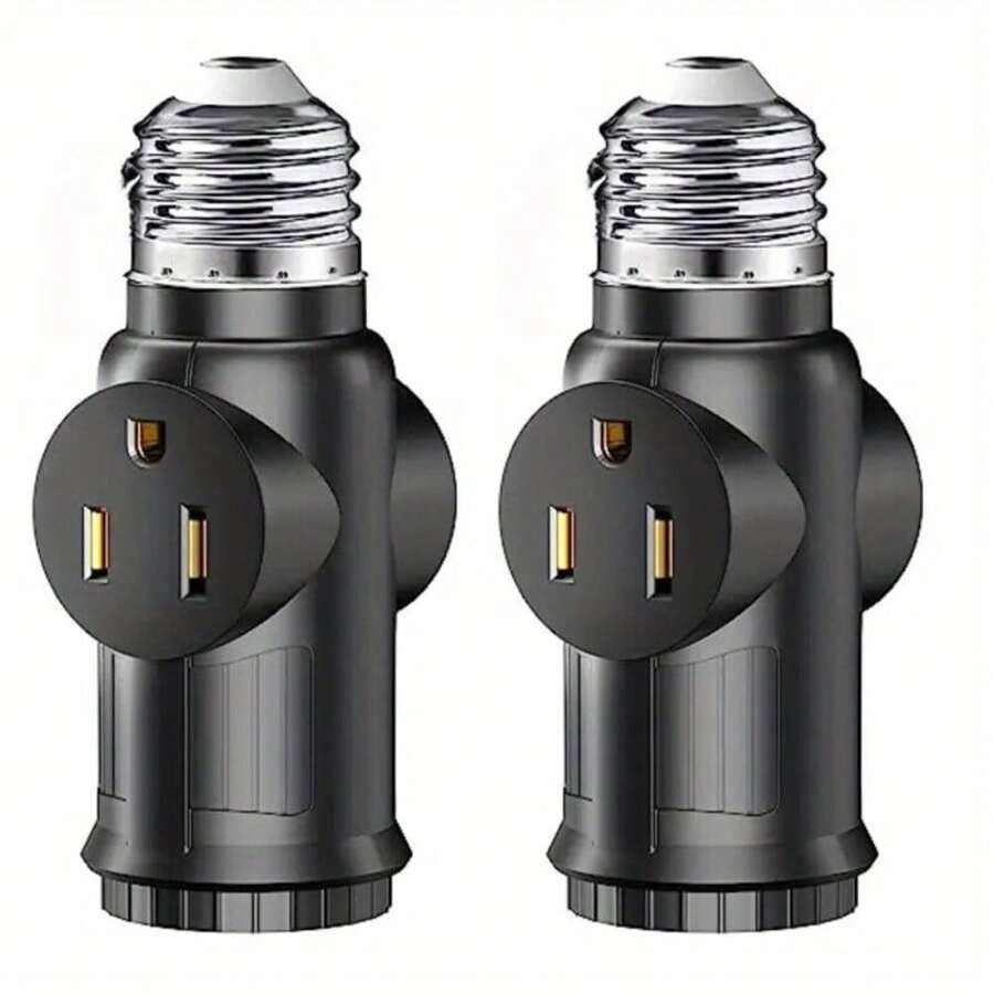 SMART TREE 2Pcs Light Socket Adapter E26/E27 Heat-Resistant 2/3 Prong Light Socket Outlet - 1 - Xem 1