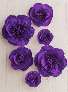 3 pièces Fleurs en papier de soie violet, fournitures de fleurs artificielles pour décoration de fête, décoration de mariage, mur d'arrière-plan, décoration de chambre, baby shower