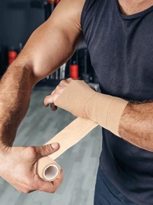 14.7 英尺自粘绷带 - 运动弹性支撑便携式绷带，多种尺寸，适用于运动健身保护、手指脚踝保护、肘部和膝盖保护、跑步、登山自粘绷带 - 黃色 - 查看 3