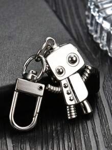 1pc Classic Robot Keychain, Minimalist Silver-Tone Alloy Keyring, Retro Simulation Model Pendant, Bag Charm, Suitable For Women's Daily Use - Silver - View 2