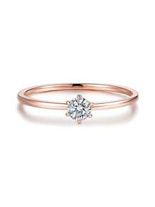 1PC 925 Sterling Silver Moissanite Ring, Simple Commuter Ring, Engagement Ring