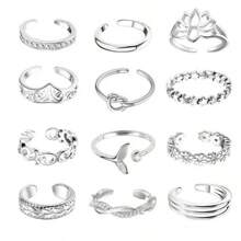 Kit With 5 Foot Rings Feet Phalanx Hands Adjustable Rhinestone Wave