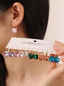 A Simple Yet Chic Square Earring Set With Acrylic Diamond Earrings For Everyday Wear - Square Earrings - View 2