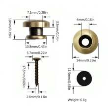 2 件金属背带锁扁平蘑菇头适用于原声电吉他尤克里里