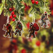 27 piezas Adorno de árbol de Navidad Ornamento de Bigfoot de madera Adorno colgante de Bigfoot de Navidad Decoración divertida del árbol de Navidad Gorilas Adornos decorativos colgantes para la decoración navideña