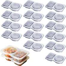 Lifevilion 15pcs Double Compartment Condiment Container With Lids, Disposable 2 Compartment Snack Containers, Portable Reusable Sauce Containers, For Condiments, Dips, Travel Snacks - White - View 9