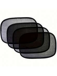 4 件装汽车遮阳帘（17 英寸 X 14 英寸），遮阳挡板，粘贴式车窗罩 - 为您提供防眩光和紫外线保护 - SUV 侧窗玻璃 - 网状汽车遮阳帘 - 黑色 - 查看 1