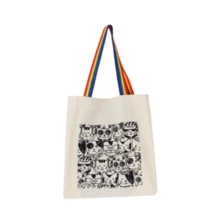 100% Cotton Ecobag Bag With CATS Print (Rainbow) - 白色 - 查看 3