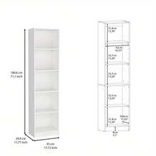 Vinton XS Bookcase Compact Bookshelf With Multiple Shelves, White - Biến thể 1 - Xem 3