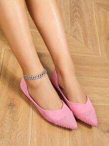 Women's Loafers Pointed Toe Heel Shoes - Hot Pink - View 4