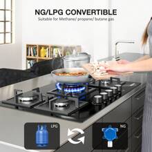 IsEasy 5 Burner Integrated Stove Gas Hob Kitchen Cooktop Gas Cooking