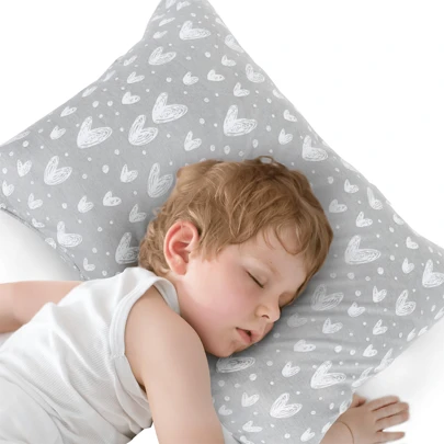 婴儿幼儿枕套针织柔软透气旅行枕套带信封男孩女孩，爱情情人节