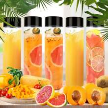 6 Packs 13.6 OZ (400 Ml) Clear PET Plastic Juice Bottles With Black Lids- Plastic Smoothie Bottles Ideal For Juice, Milk And Other Beverage,Empty Plastic Juice Bottles With Leak-Proof Caps Clear Water Bottle, For Outdoor, Camping