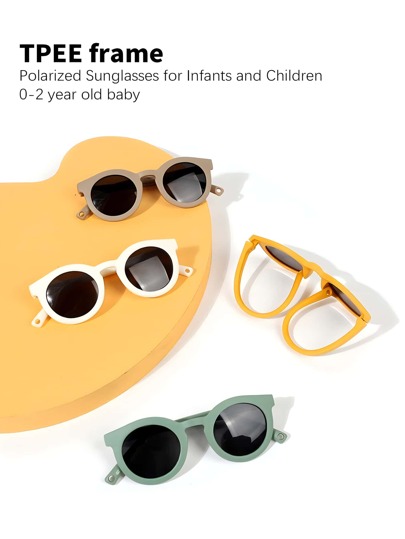[1pc] Infant 0-2 Years Old TAC Sunglasses, Soft Frame TPEE Small Children Comfortable Glasses, Unisex Minimalist Casual Decoration Photoshoot