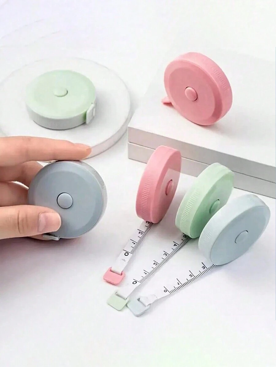 1pc Cute Mini Retractable Ruler, Portable Leather Tape Measure, Daily Waist Size Measurement - Multicolor - View 1