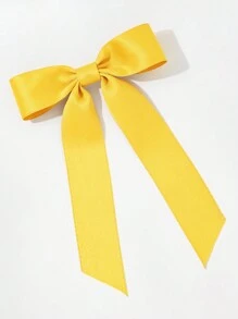Cute 1pc Preppy Style Yellow Bowknot Ribbon Hair Clip Halloween Valentine's Day Valentines - Yellow - View 2