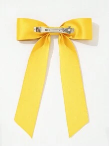 Cute 1pc Preppy Style Yellow Bowknot Ribbon Hair Clip Halloween Valentine's Day Valentines - Yellow - View 3