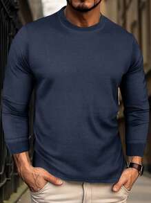 NITAGUT Pull casual à manches longues pour hommes