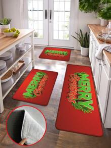 1 件超厚 1 厘米海绵毛绒圣诞厨房垫、抗疲劳浴室地毯、防滑吸水门垫 - 聖誕字母 - 查看 1