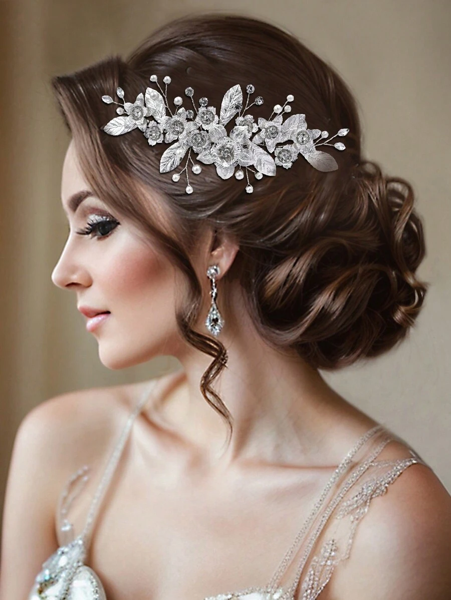 1 Hoa Hợp Kim Bạc Được Trang Trí Bằng Lược Đính Kim Cương Giả, Phụ Kiện Tóc Cho Cô Dâu Và Váy Cưới, Sự Kiện Ngày Lễ, Trang Trí Du Lịch Kỳ Nghỉ, Phụ Kiện Tóc Trình Bày Trên Sân Khấu