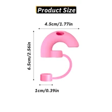 适用于玻璃杯的防皱吸管盖，带盖可重复使用硅胶吸管塞，侧吸设计，防唇纹，防止嘴部皱纹，10 毫米吸管附件，厨房用品，圣诞礼物，学校用品 - 粉紅色 - 查看 7