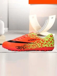 1 双青少年男孩足球鞋 PU 耐用防滑专业足球鞋适合户外运动、夏季 - 黃色 - 查看 3