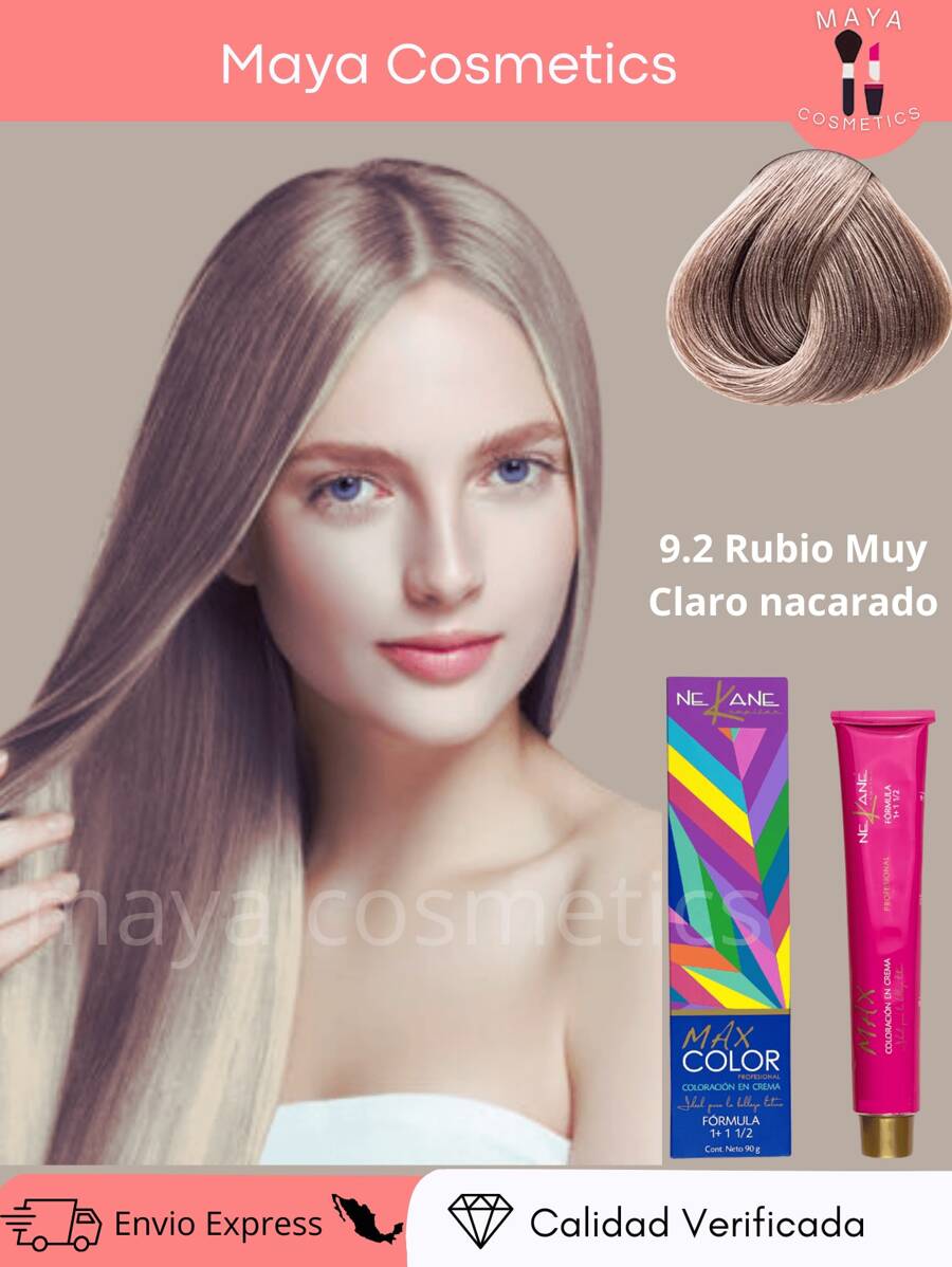 NEKANE Professional Permanent Cream Hair Color, Excellent For Gray Coverage, 90g Tube + 20 Vol. Peroxide. Halloween - 9.2極淺珠光金髮 - 查看 1