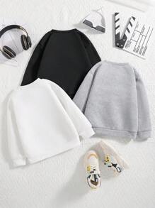 3pcs Young Boy Spider Print Warm Crewneck Sweatshirts Set - Multicolor - View 2