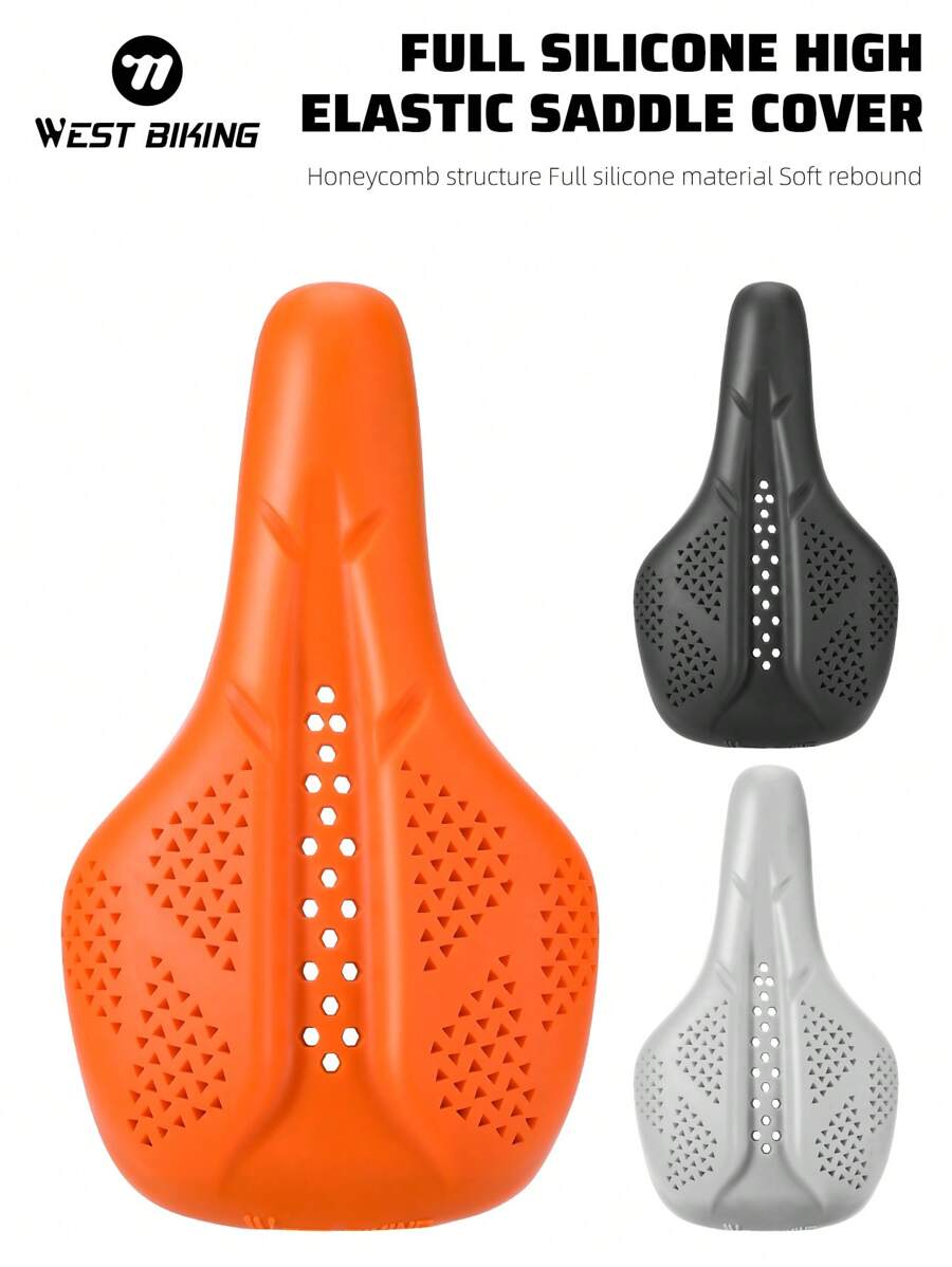 1 件 WEST BIKING 自行车全硅胶座垫套，公路和山地自行车高弹力透气软座椅配件 - 彩色 - 查看 1