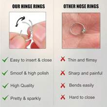 Nose Rings Hoops Opal Nose Piercings Jewelry 316LSteel Hypoallergenic Silver Septum Hoop Nose Ring For Women 18G Hinged Helix Rook Conch Cartilage Daith Tragus Earring