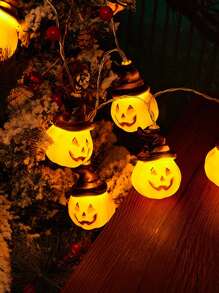 1 件万圣节南瓜灯串 1.5 米/3 米/6 米，电池供电照明氛围灯巫师帽南瓜头灯装饰万圣节户外室内派对 - 彩色 - 查看 5