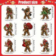 27 piezas Adorno de árbol de Navidad Ornamento de Bigfoot de madera Adorno colgante de Bigfoot de Navidad Decoración divertida del árbol de Navidad Gorilas Adornos decorativos colgantes para la decoración navideña
