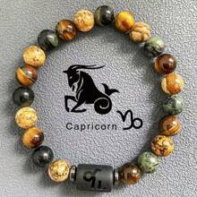 1 Stück Obsidian Armband mit Zwölf Tierkreiszeichen Perlen, Geschenk zum Vatertag, geeignet für Unisex Familie, Freunde - Schwarz - Übersicht 21