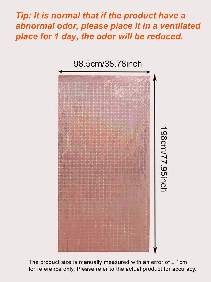 1pc Rose Gold Laser Backdrop Curtain, Laser Squares Decor, Party