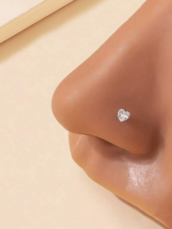 1st minihjärta L-formad nässtift - näspiercingsmycken i zinklegering