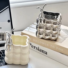 1pc INS Style Ceramic Storage Box, High-Quality Makeup Brush Holder, Multi-Functional Desk Organizer For Office, Living Room,For Holiday Beach, Bathroom Collection, Bedroom Collection, Large Capacity - Multicolor - View 9