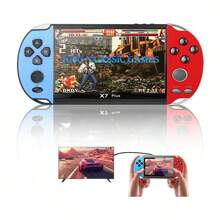 X7 HD Screen Mini Portable Video Game Console Handheld Game Player Built In Thousands Of Games Supports 10 Modes Seven Functions Include Video Recording And So On - Blue Red - View 2