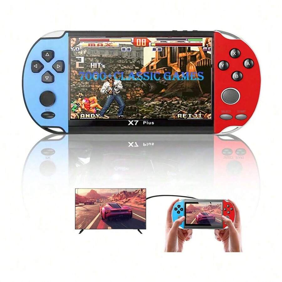 X7 HD Screen Mini Portable Video Game Console Handheld Game Player Built In Thousands Of Games Supports 10 Modes Seven Functions Include Video Recording And So On