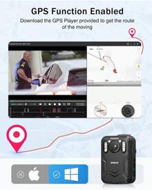 BOBLOV B4K2 128/256GB 4K Body Worn Camera With GPS, Two 3000mAh Batteries For 12hours Record Total, 4K Camcorders Video Camera With Charging Dock - Camera + Battery - View 2