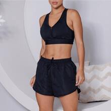 Kit 6 Short Fitness Basic Premium Women's Academy Tactel Sport Black - 彩色 - 查看 2